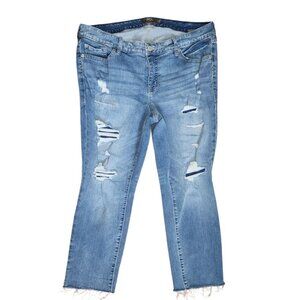 Torrid Jeans Womens Plus Size 16 Blue Denim Crop Boyfriend Distressed Stretch